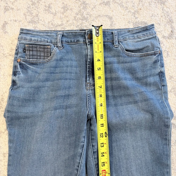 Judy Blue 13/31 Skinny Jeans Plaid Cuff Raw Hem Stretch Denim Women - Picture 10 of 10